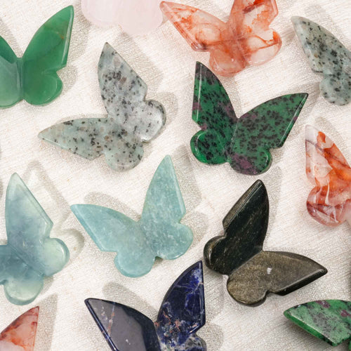 3D Hand-Carved Crystal Butterfly - Natural Stone of Transformation & Joy