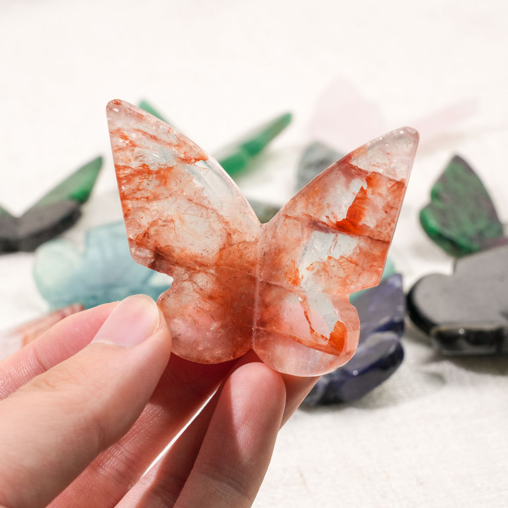 3D Hand-Carved Crystal Butterfly - Natural Stone of Transformation & Joy