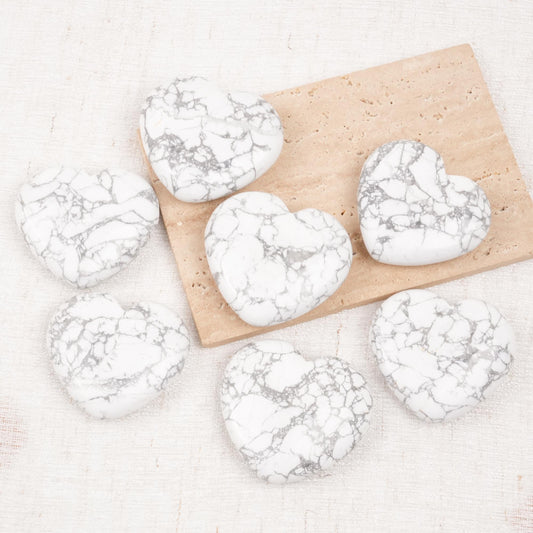 Howlite Heart Palm Stone