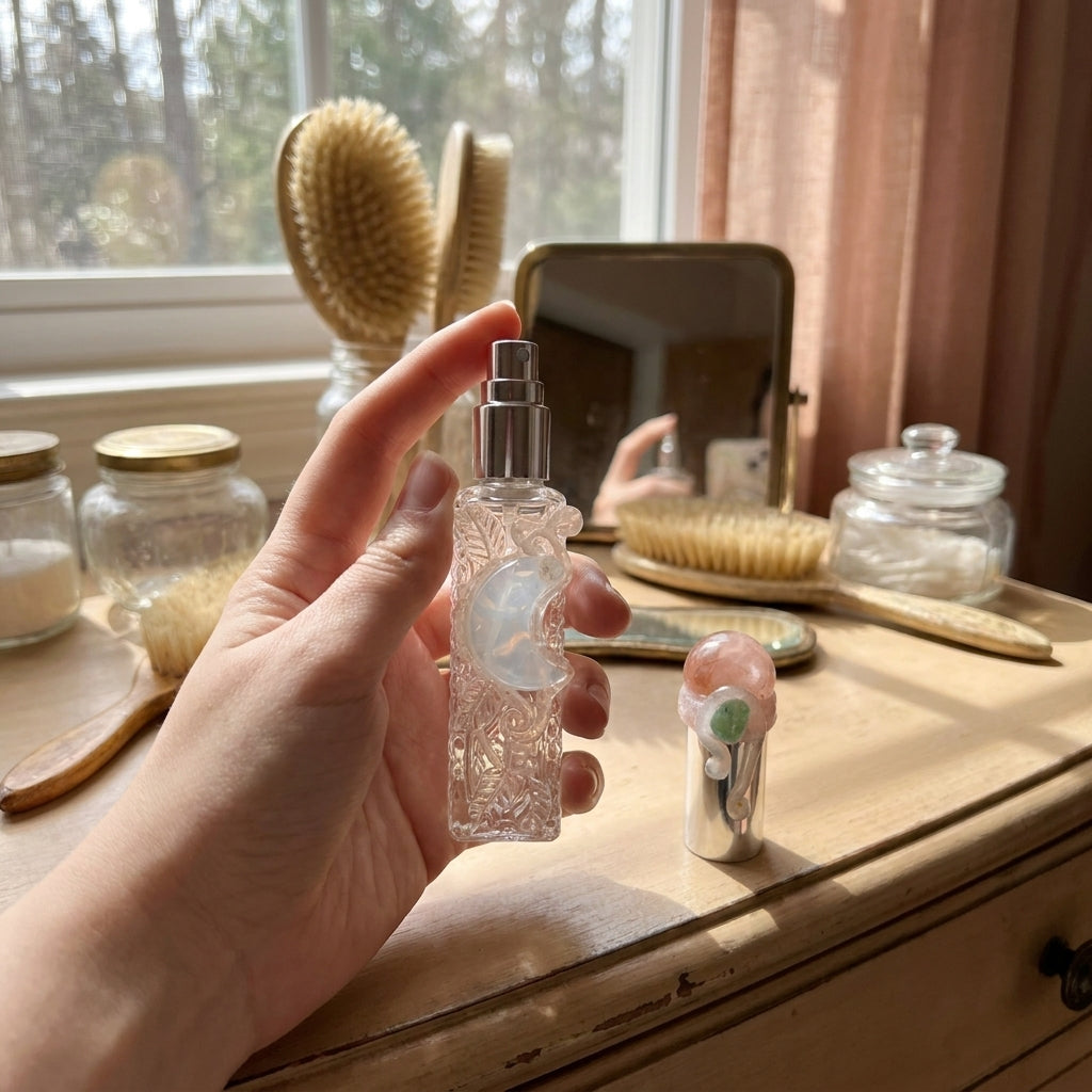 Hand‑Carved Crystal Glass Perfume Bottle Gift Set, Empty Mini Refillable Perfume Vial for Essential Oil, Decor Gift Box