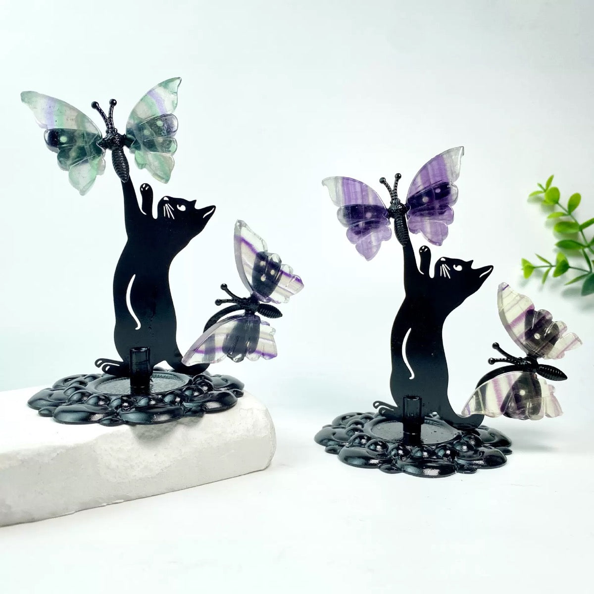 Butterfly Carving with Cat Base