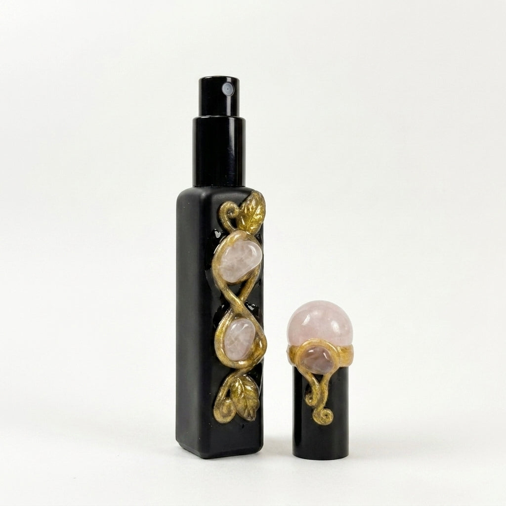 Crystal Inlay Roller Perfume Bottle, Empty Glass Roll‑on Essential Oil Bottle, Decorative Gemstone Vial with Premium Gift Box, No Liquid Included
