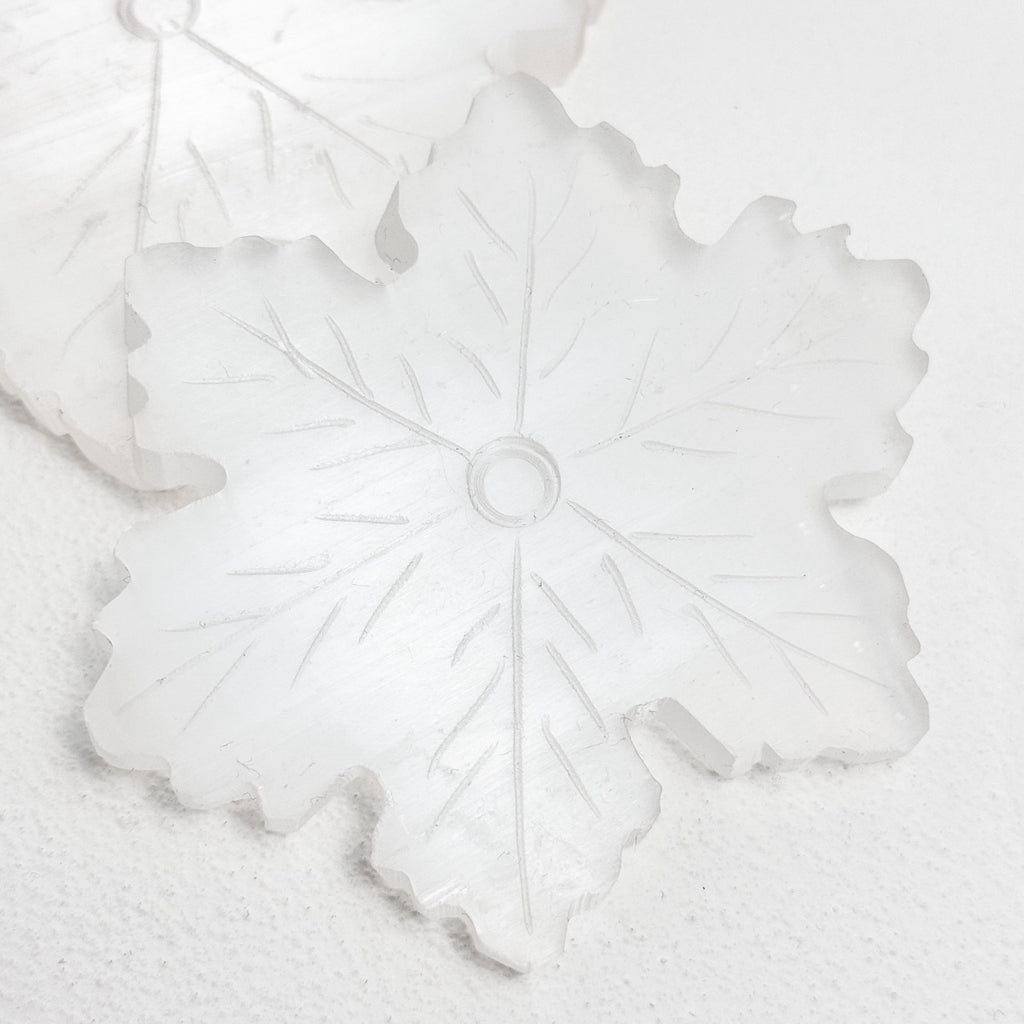 Polished Selenite Snowflake Ornament Detail