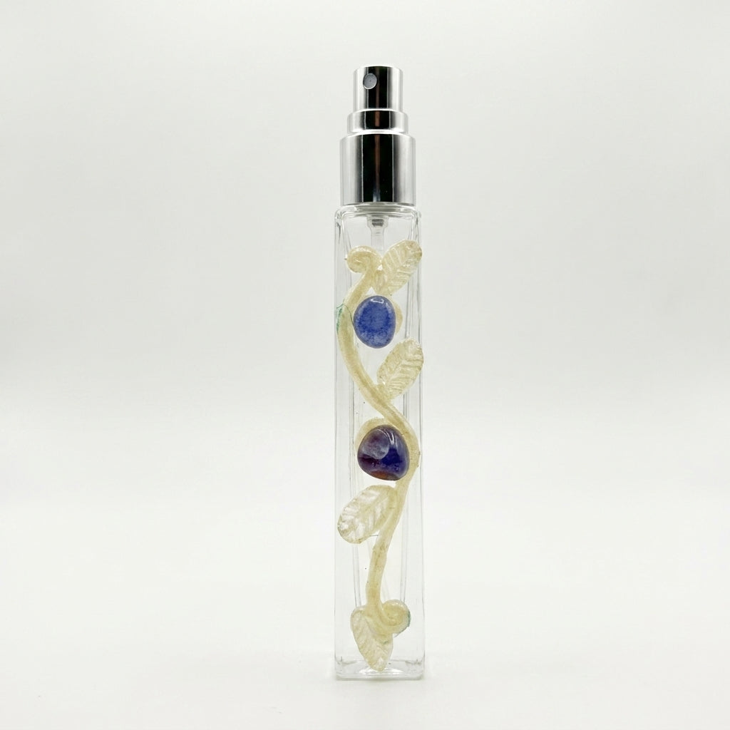 Natural Crystal Inlaid Empty Spray Perfume Bottle Gift Set, Refillable Glass Perfume Atomizer for Fragrance Oil, Decor Gift‑Ready Box