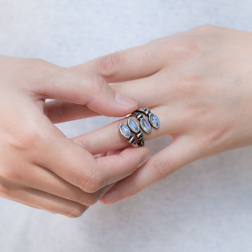 Elegant Blue Moonstone Ring, perfect for any occasion.