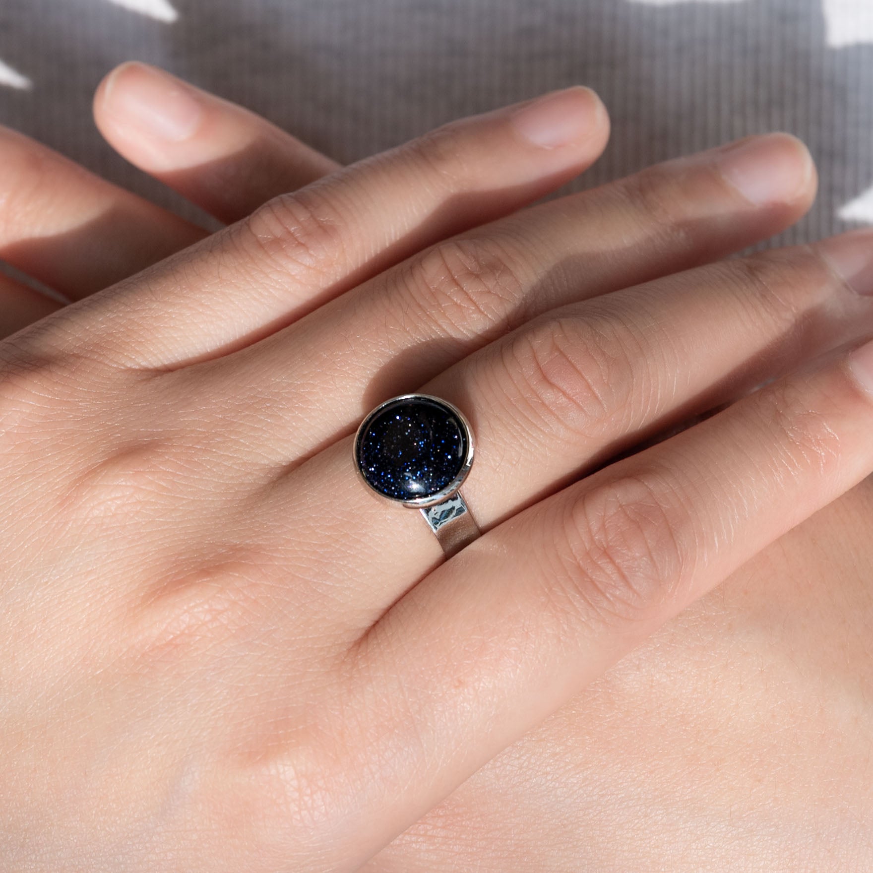 Stunning Blue Sand Stone Ring, perfect for adding sparkle.