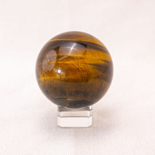 Hand-polished Blue Tiger Eye Stone Sphere for focus