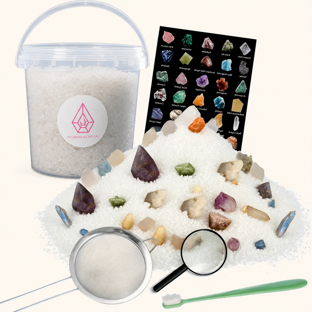 Crystal Dig Treasure Bucket Kit, Gemstone Digging Set with Raw Crystals and Dig Sand, Fun DIY Mining Kit for Collectors & Gift‑Giving