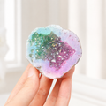 Rainbow Aura Electroplated Agate Geode Cluster | Natural Aura Agate Druzy Crystal for Home Decor & Energy Healing