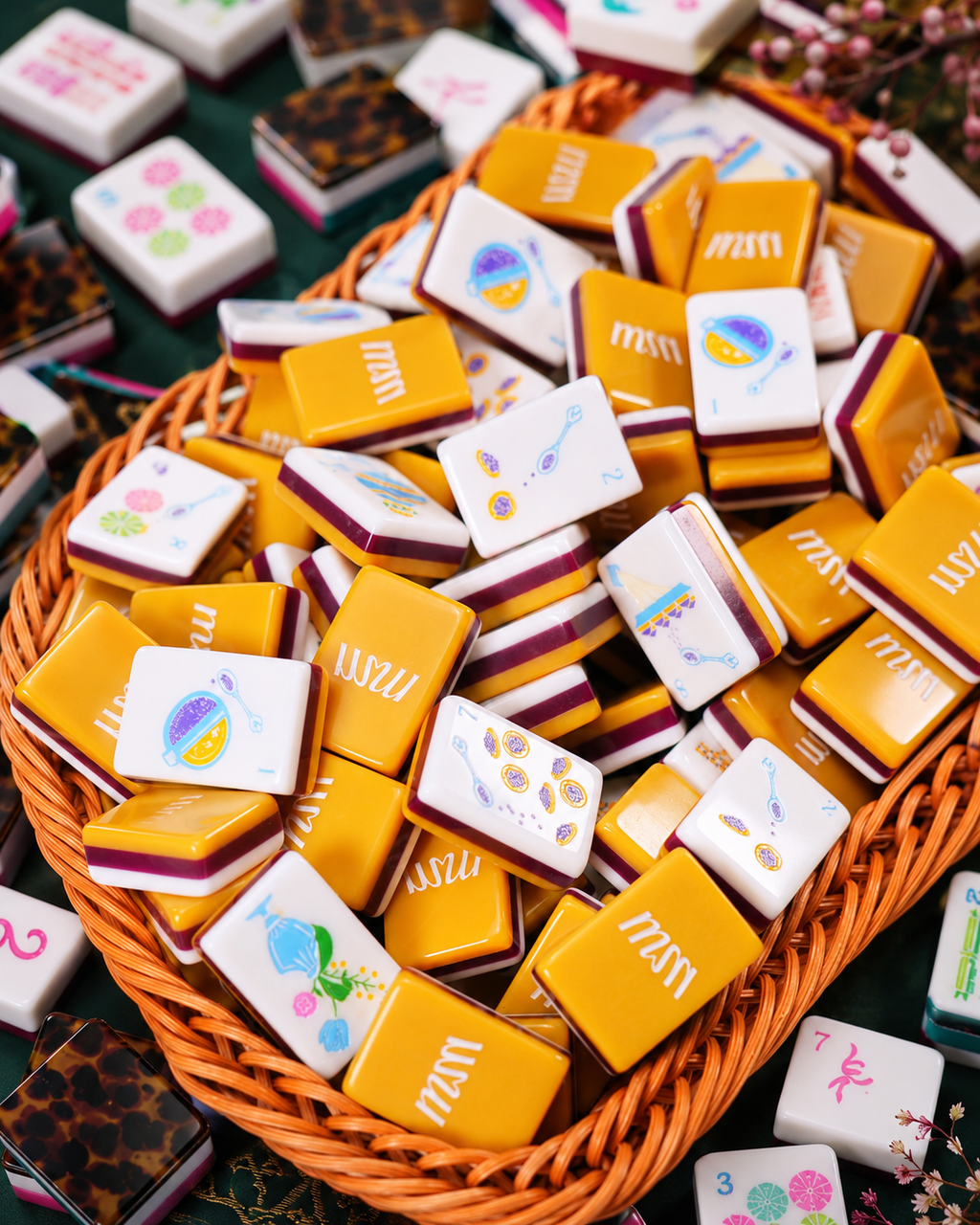 Golden Garden Mahjong Tile Set