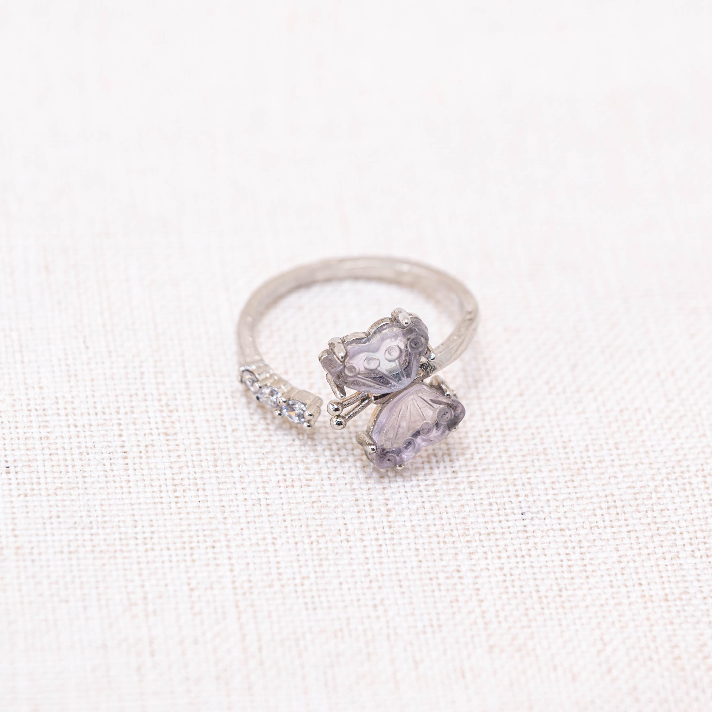 Fluorite Butterfly Ring with vibrant colors.