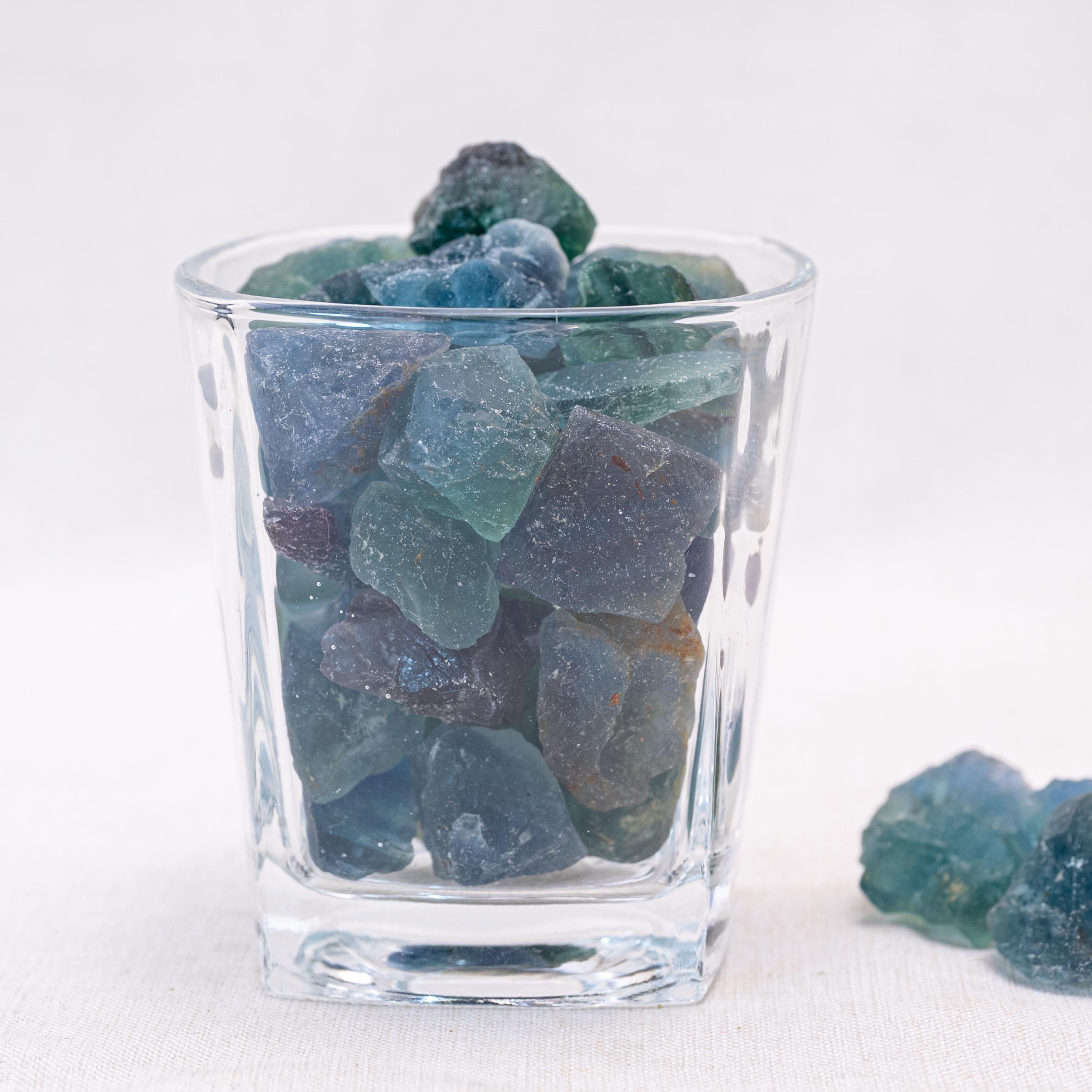 Unpolished fluorite stones enhance focus and concentration
