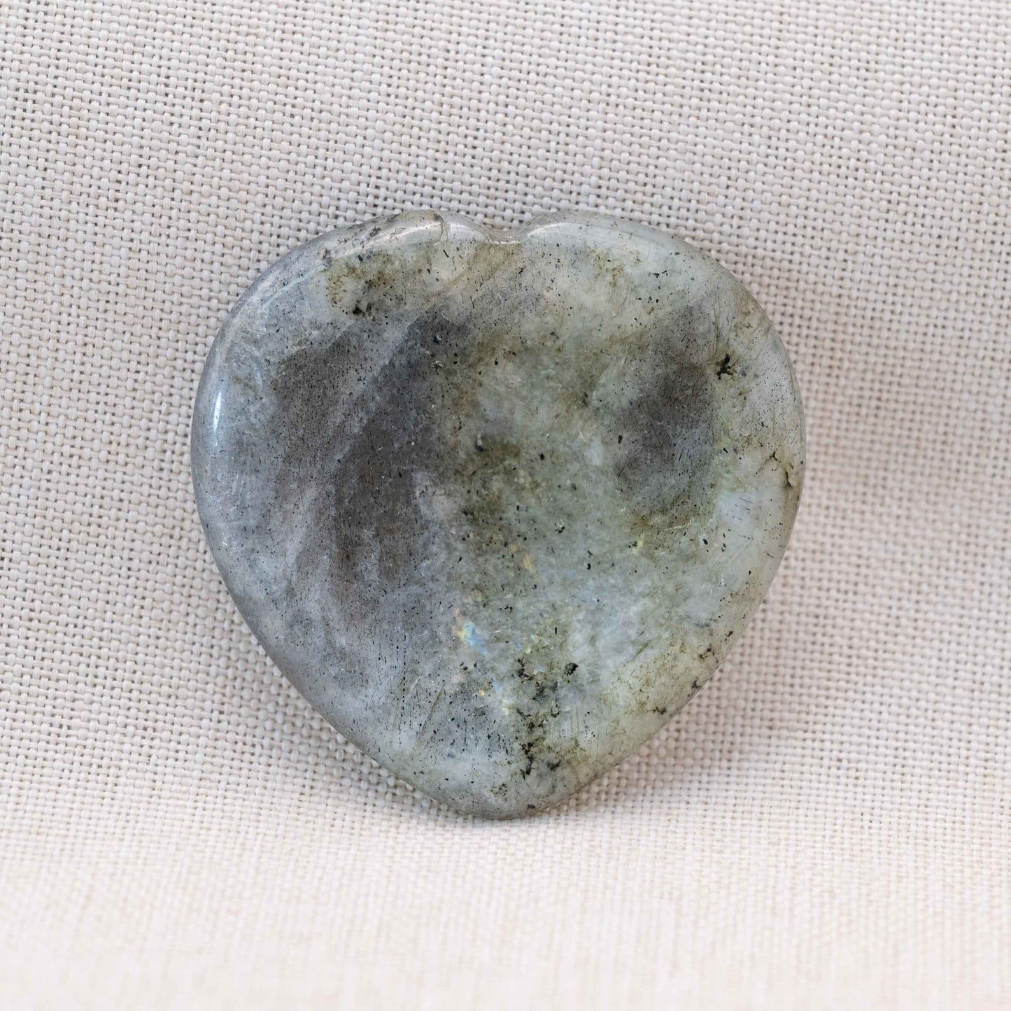 Enhance your spiritual awareness with the Labradorite Heart Worry Stone