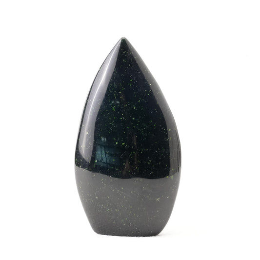 Green Sand Stone Flame Freeform Crystal with vibrant green hues and natural patterns