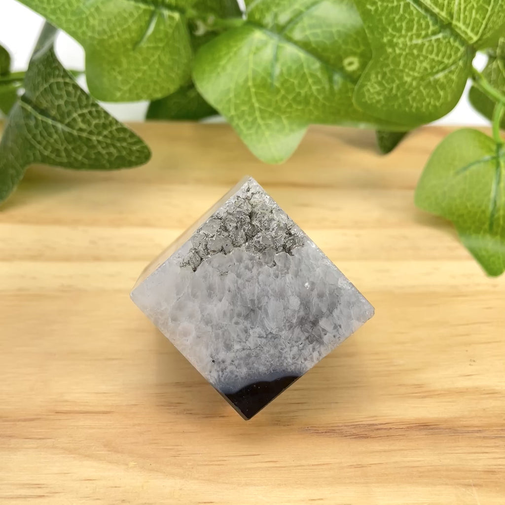 Natural Black Sardonyx Cube Crystal Polished Black Agate Square Stone Genuine Gemstone for Reiki Healing