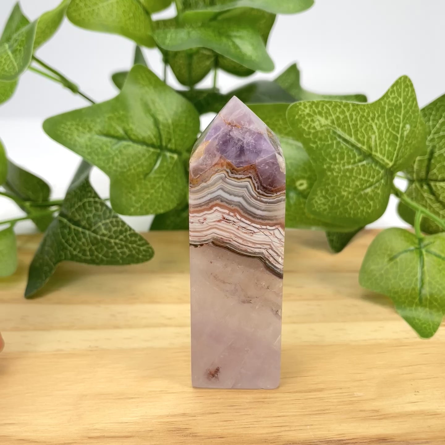 Dream Amethyst Tower - Chevron Pattern, Healing Crystal & Home Decor