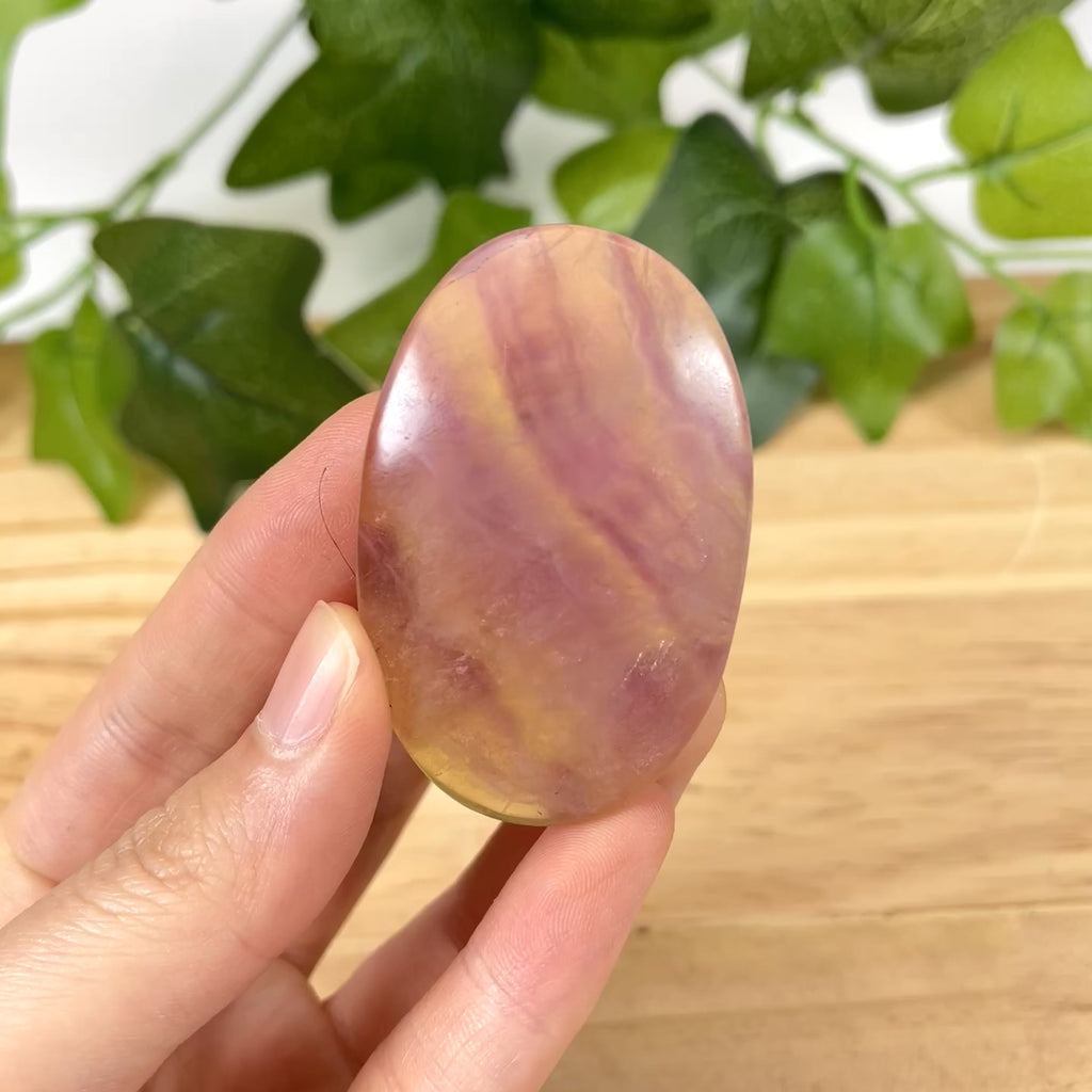Rainbow Fluorite Worry Stones | Polished Natural Fluorite Palm Stones for Calm & Focus