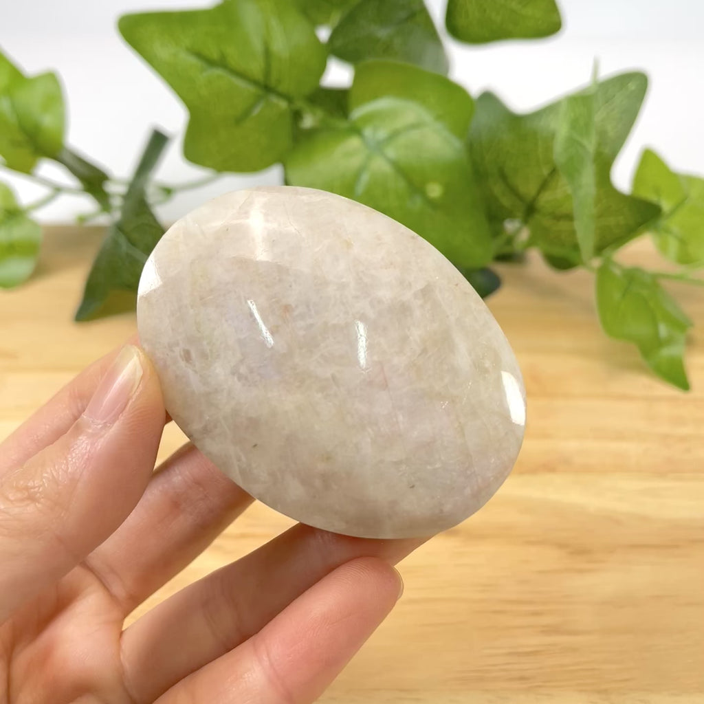 Orange Moon Palm Stone | Healing Crystal for Warmth & Positivity, Portable Handheld Stone