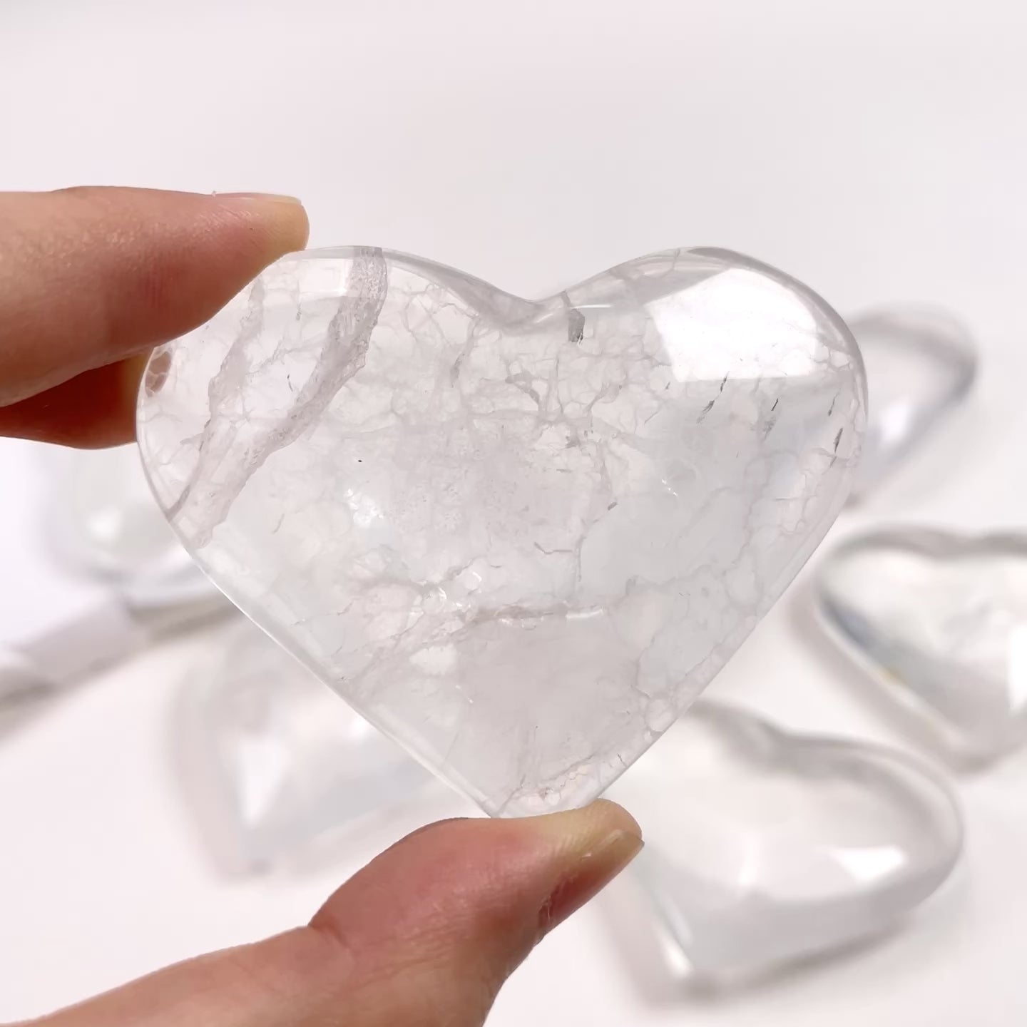 Natural White Fluorite Crystal Heart Carving for Meditation Home Decor Crystal Gift