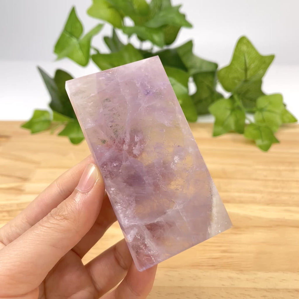 Natural Crystal Rectangle Tiles Set – Rose Quartz, Amethyst, Citrine & Green Aventurine Polished Healing Stones Slabs