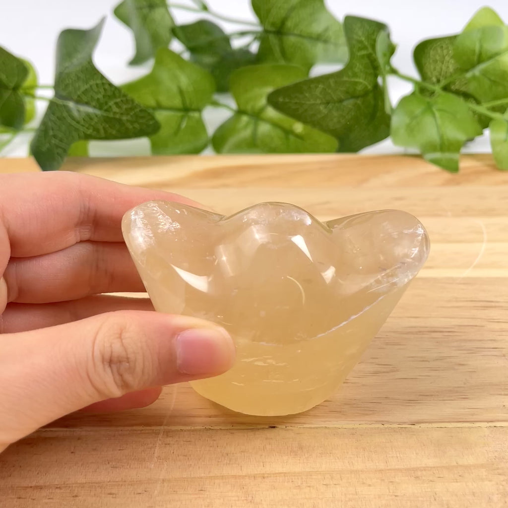 Natural Yellow Calcite Ingot Carving | Crystal Yuanbao for Wealth, Abundance & Feng Shui Decor
