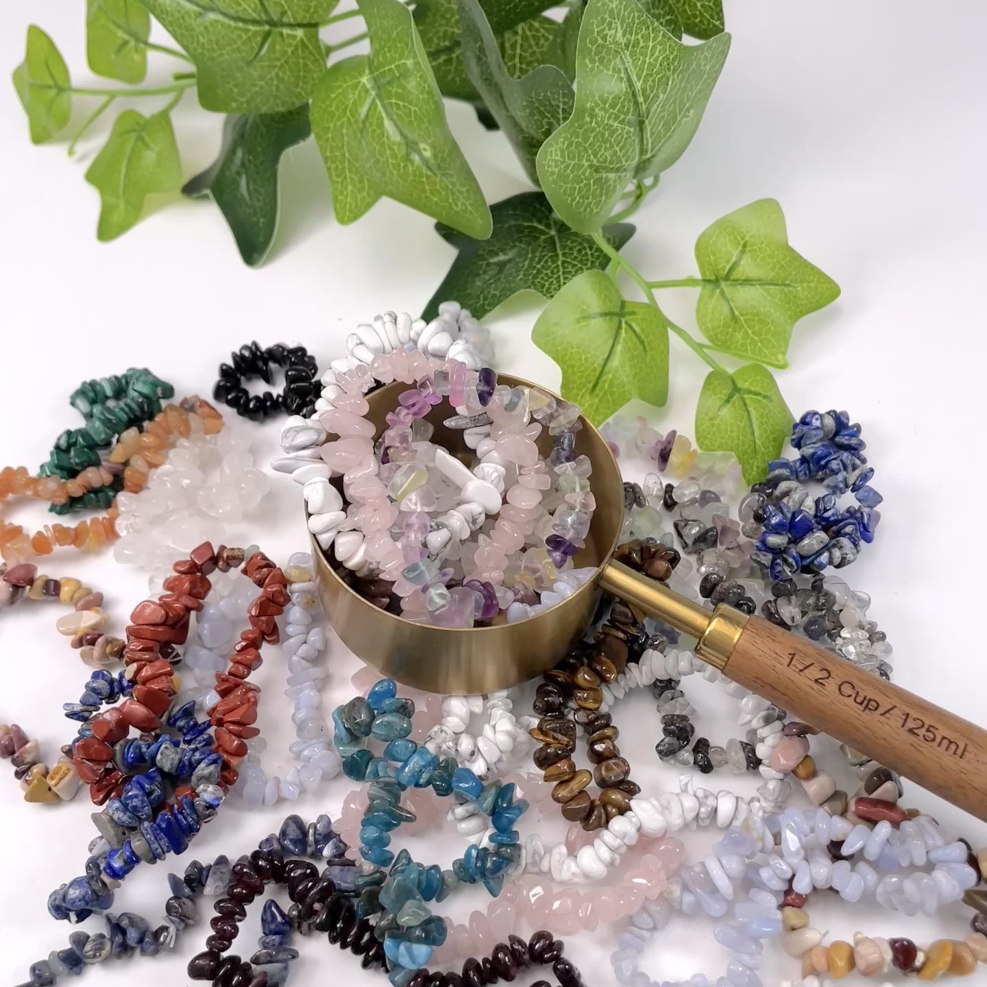 Mixed Gravel Bracelet Confetti, 10-12 Random Natural Crystal Bracelets per Spoon, Bulk Healing Jewelry for Crystal Lovers