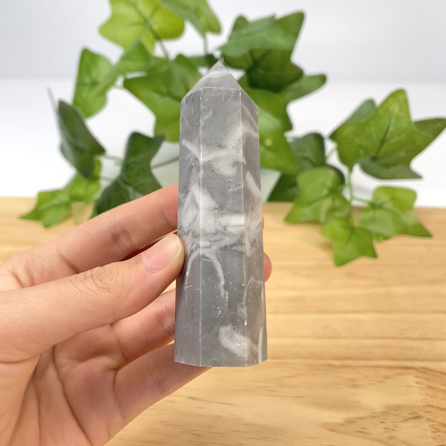 Picasso Marble Gemstone Tower, Polished Crystal Point for Healing & Meditation, Reiki Obelisk Wand for Home Decor, Spiritual Gift