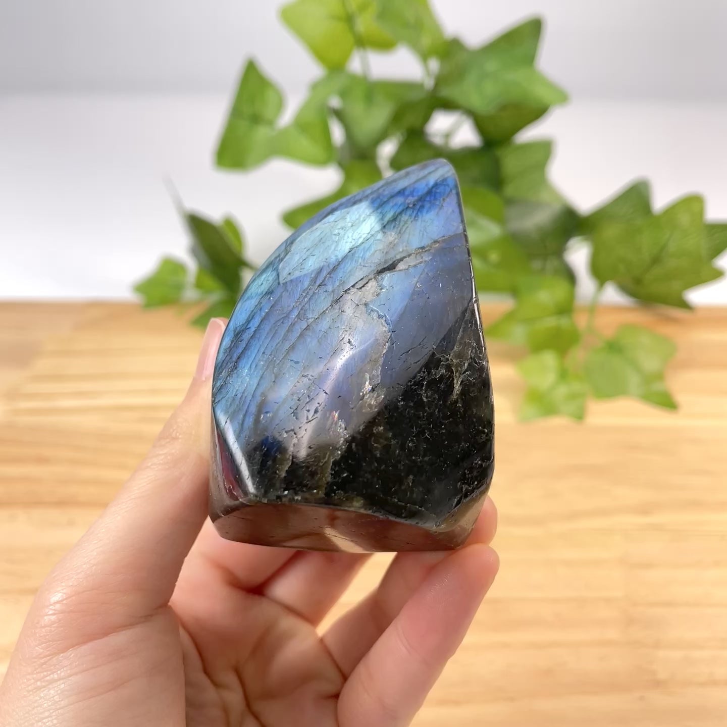 Natural Labradorite Torch Hand Polished Crystal Flame Sculpture