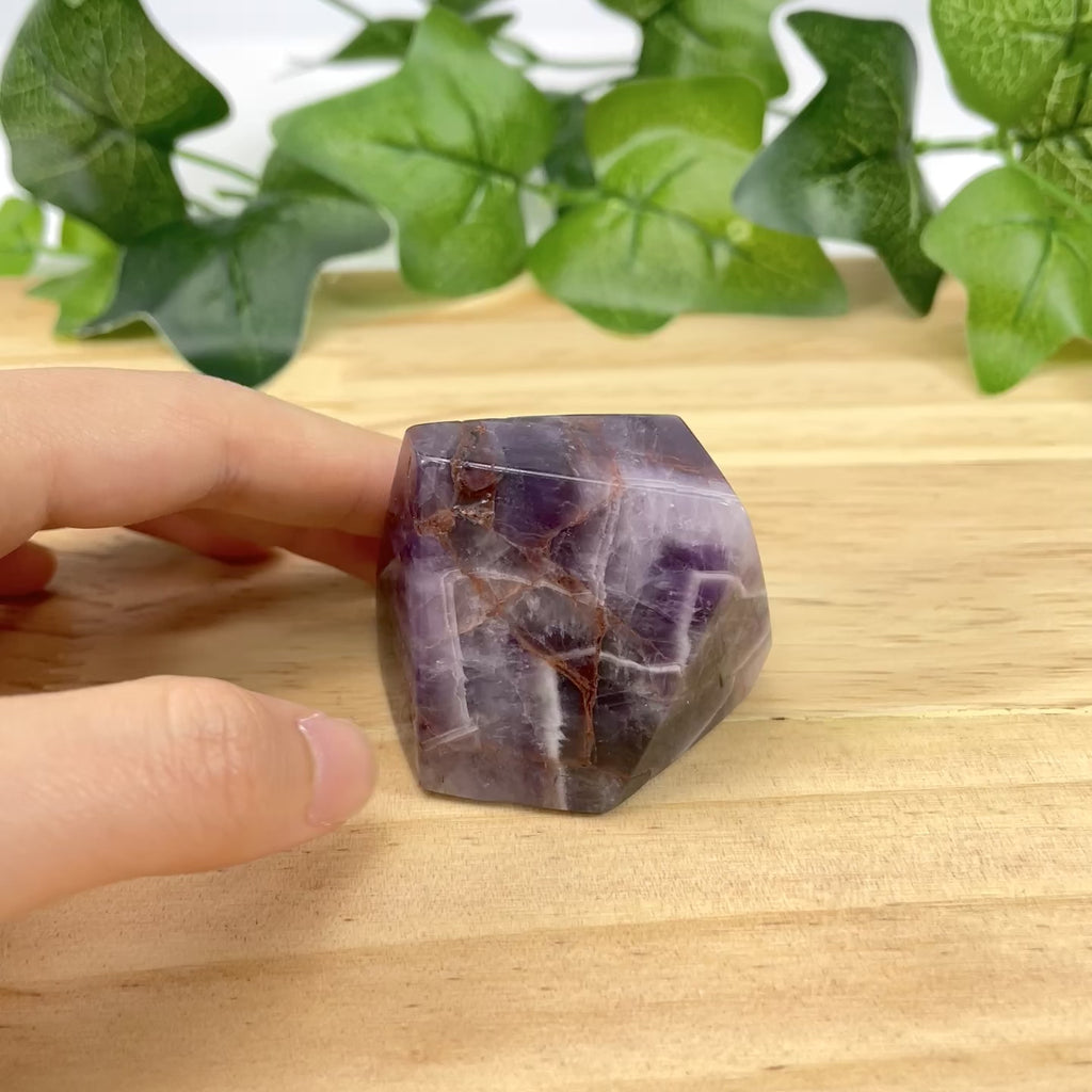 Natural Dream Amethyst Crystal Freeform Amethyst Style Polished Stone Healing Crystal Decor, Meditation Energy Stone Gift