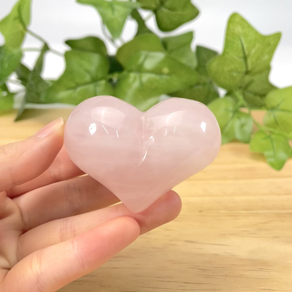 Hand-Carved Rose Quartz Heart - 2.4" Large Natural Pink Crystal Love Stone, Polished Healing Gemstone Heart for Heart Chakra Balancing, Meditation, Aesthetic Home Decor & Romantic Gift