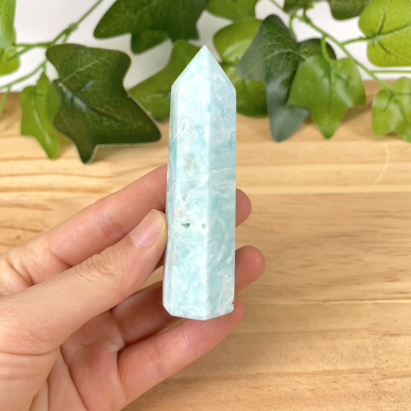 Hemimorphite Point | Caribbean Blue Calcite-Like Crystal Obelisk