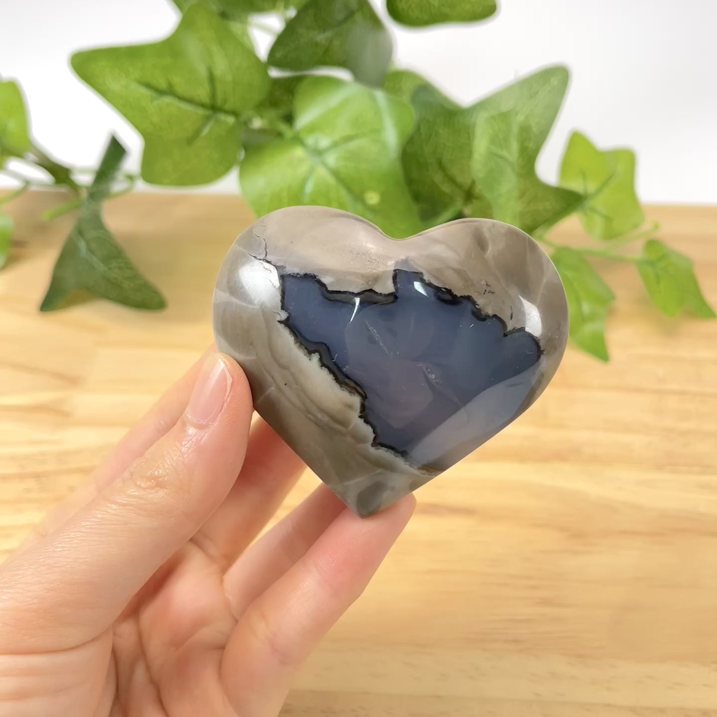 Volcano Agate Heart | UV Reactive Crystal, Unique Veined Healing Stone for Home Decor & Gift