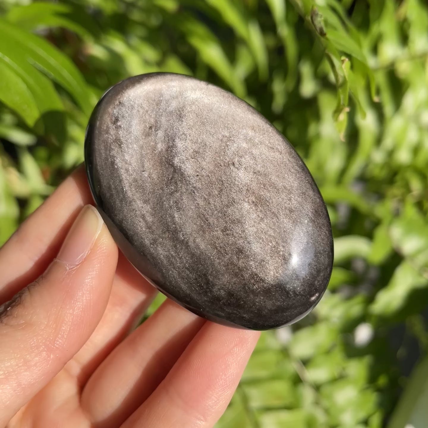 Silver Obsidian Palmstone