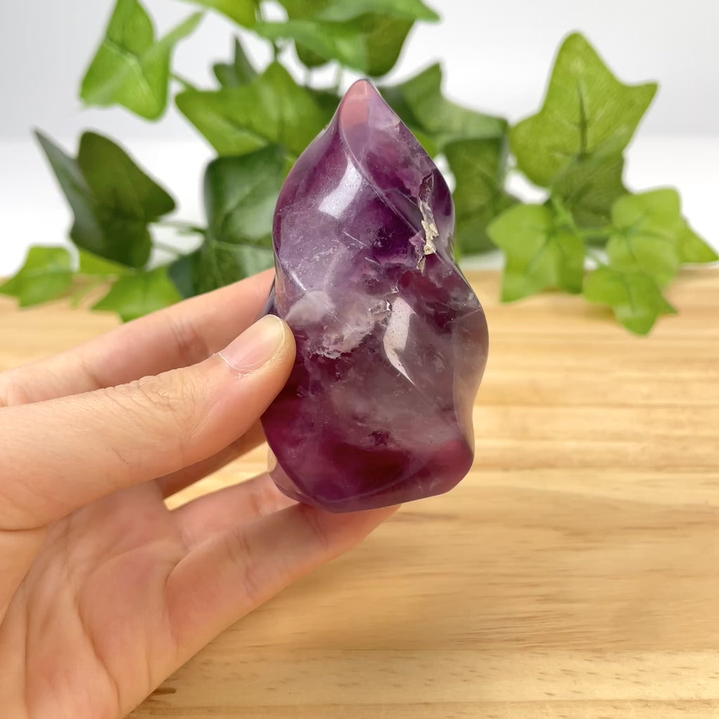 Natural Fluorite Torch Crystal Wand – Polished Fluorite Point Healing Stone for Home Decor & Crystal Collection