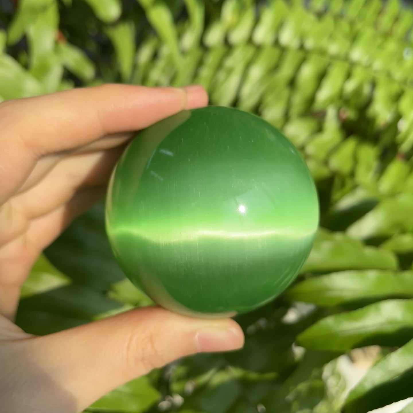 Green Cat Eye Stone Sphere