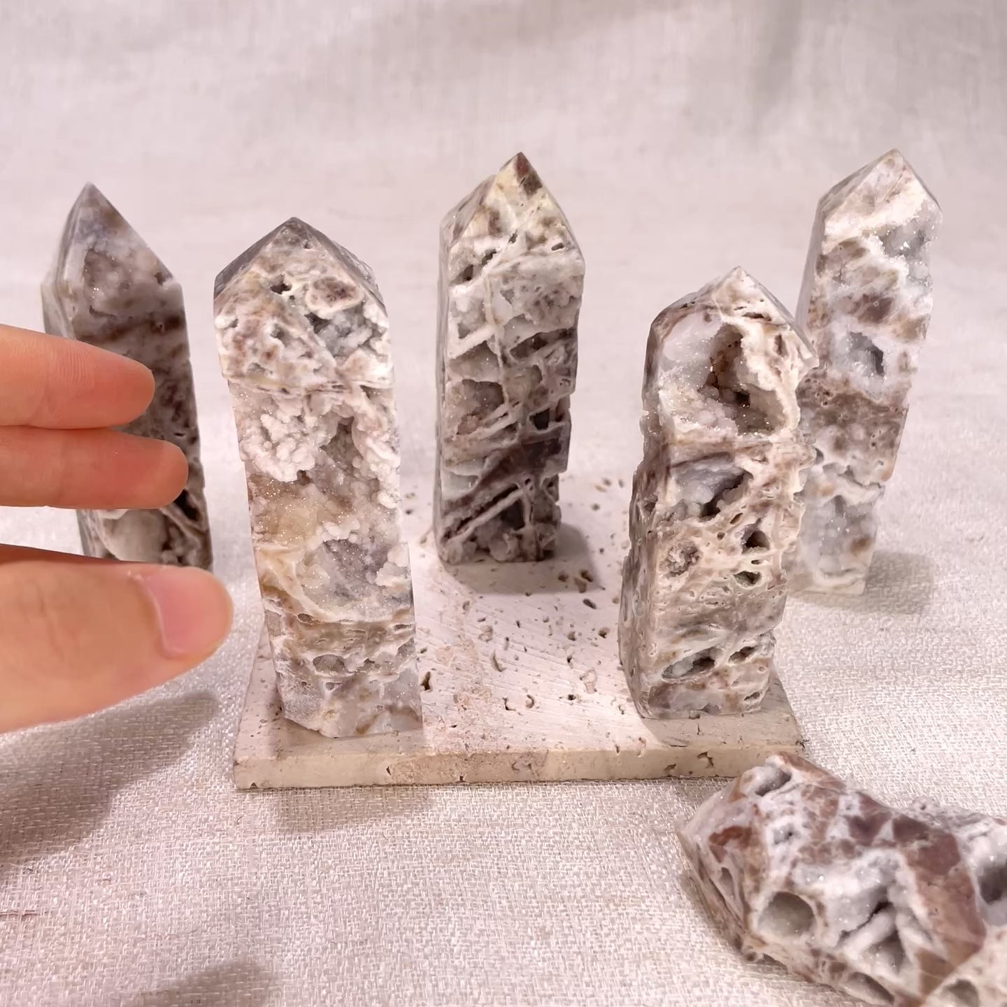 Natural Sphalerite Druzy Obelisk Tower | Raw Crystal Druzy Point Wand for Home Decor & Crystal Healing
