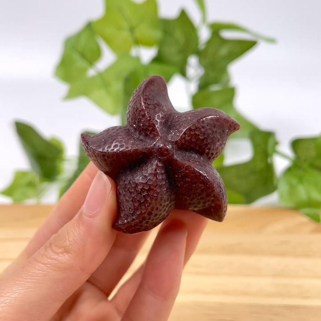 Natural Mixed Crystal Starfish Carving | Hand-Carved Stone Starfish Figurine for Beach Vibe Decor & Crystal Collection