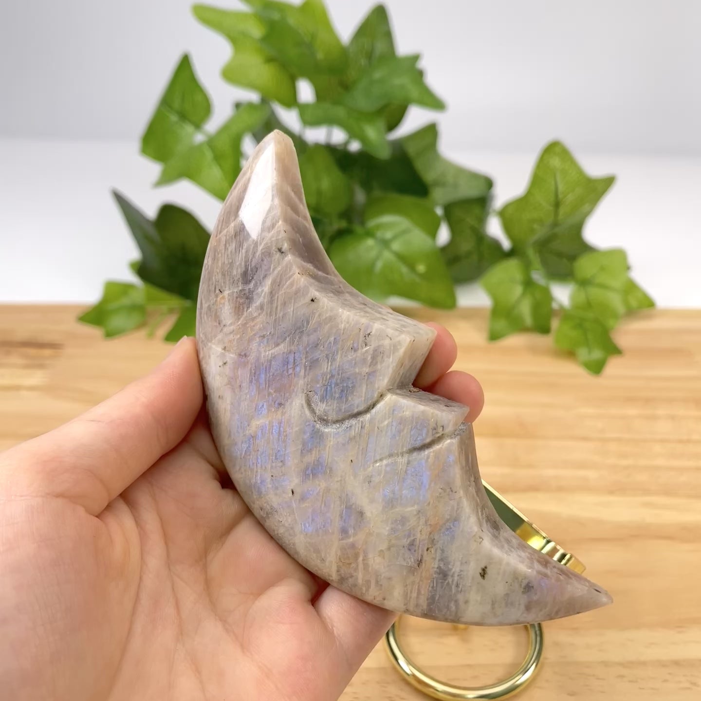 Blue Moonstone Moon  | Natural Glow Celestial Jewelry for Women, Handmade Gift
