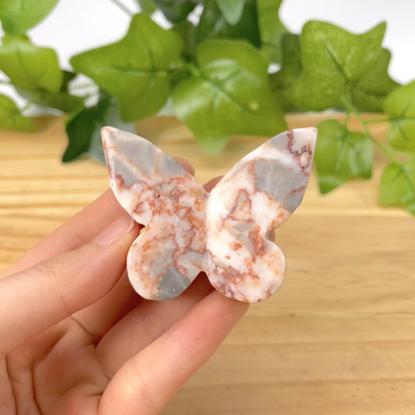 Hand-Carved Natural Mixed Jasper Crystal Butterfly, Red & Black Network Stone & Zebra Jasper for Healing, Strength, and Transformation