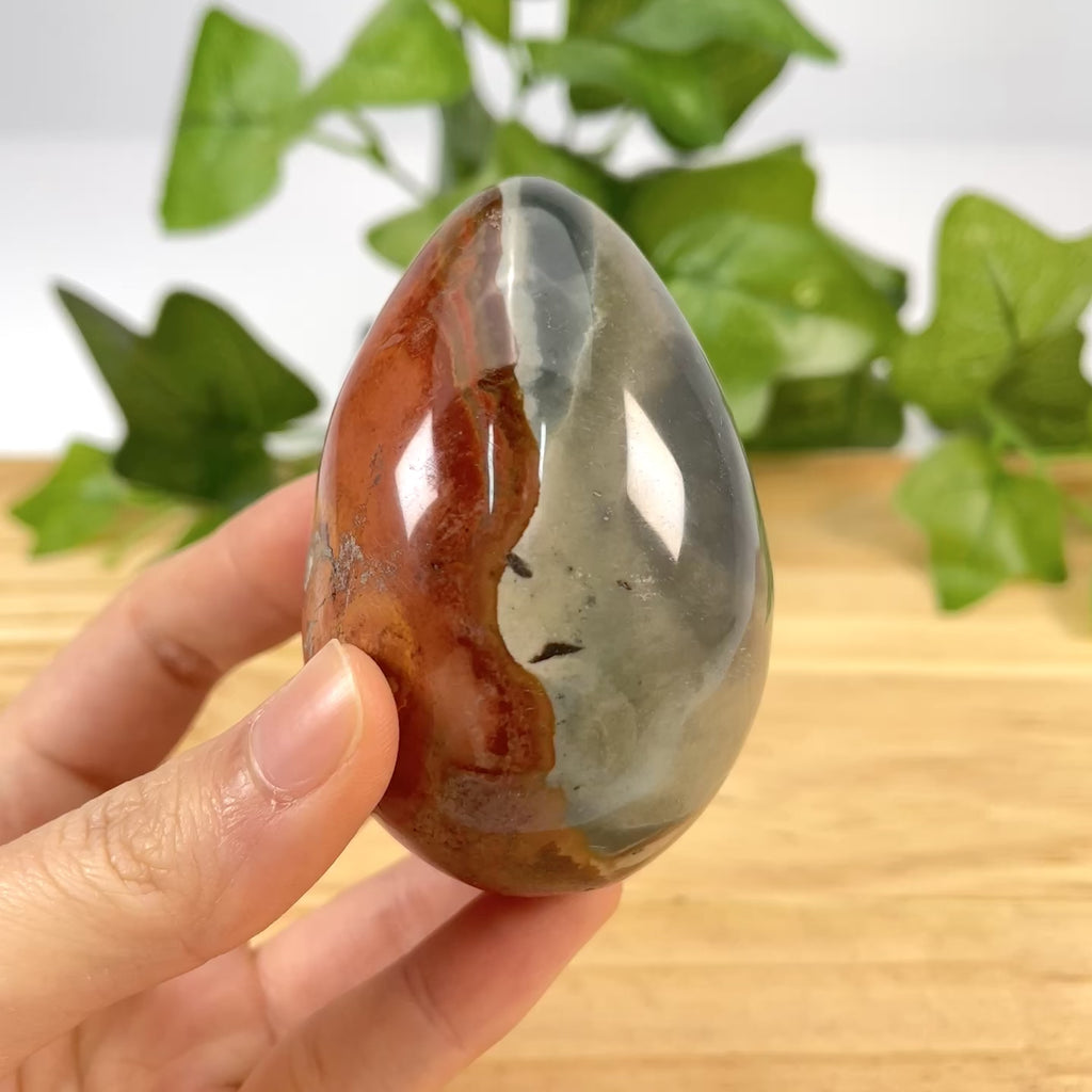 Polychrome Stone Egg Decorative Gemstone for Home Energy, Meditation & Gift