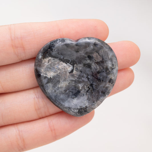 The Larvikite Heart Worry Stone offers powerful grounding and protection