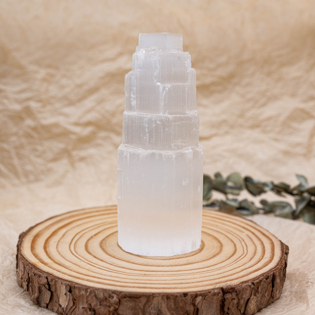Selenite Peak Tower for energy cleansing