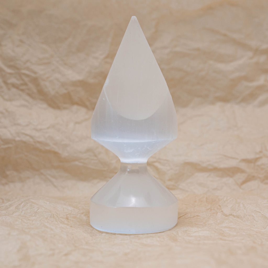 Selenite Round Spear Tip for energy direction